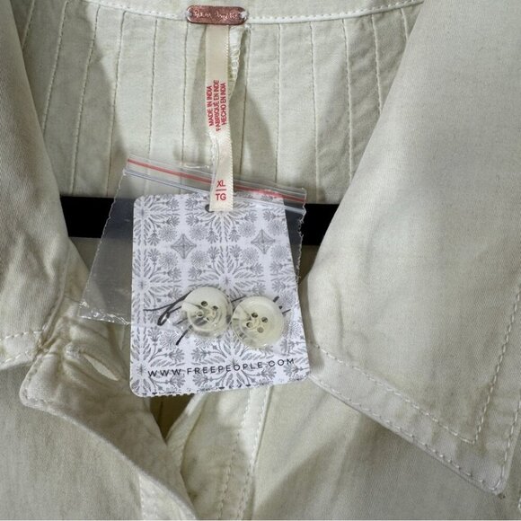 Free People Romper Button Up Women Ivory Tofu Cotton Jumpshorts Size XL - Picture 8 of 12